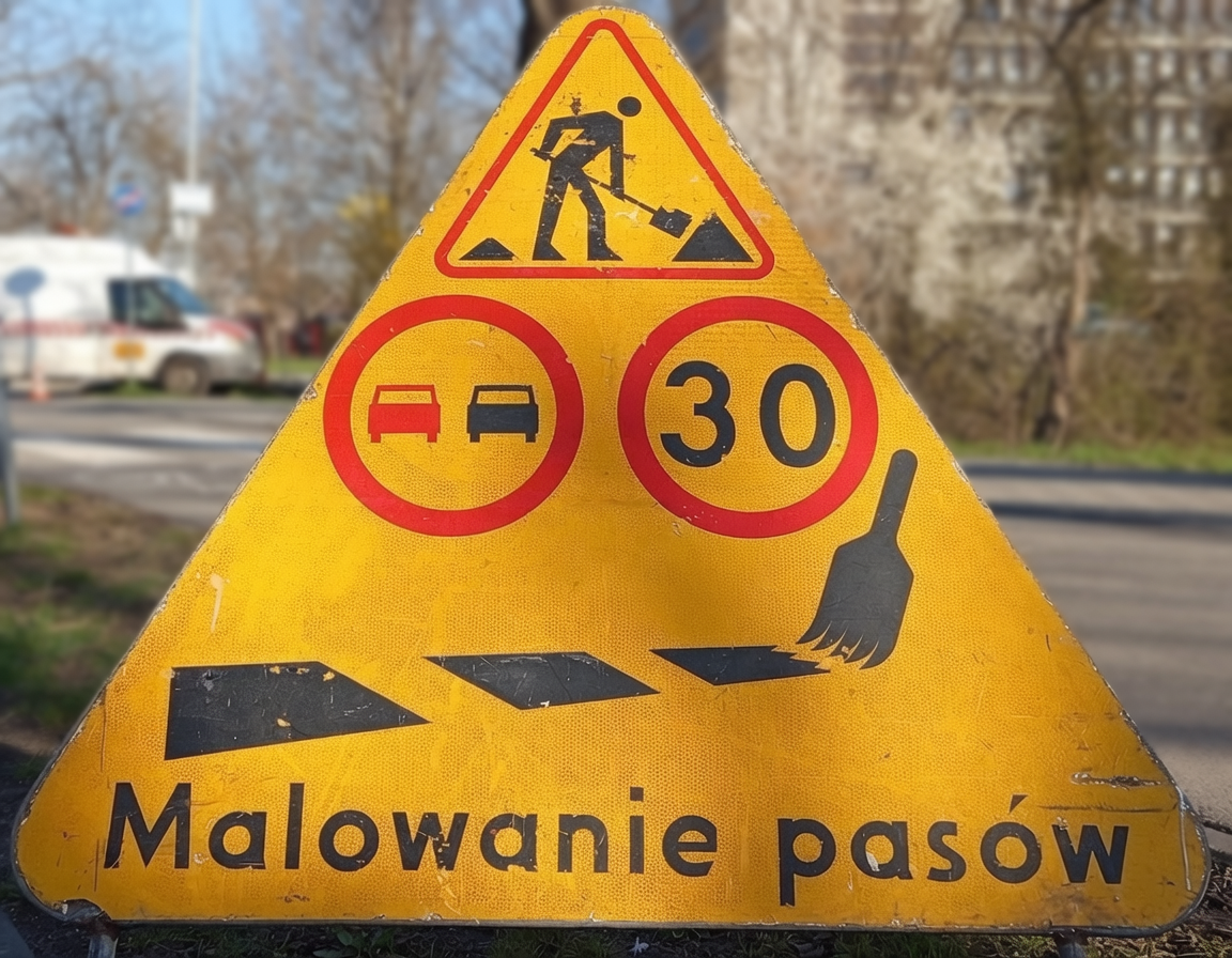 Odnawiamy oznakowanie dróg i pasów rowerowych - opady deszczu chwilowo wstrzymują prace. 